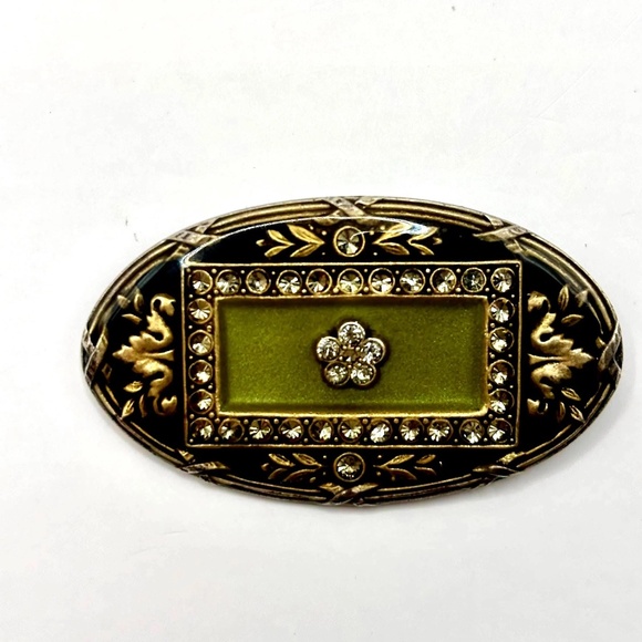 Vintage Catherine Popesco French Enamel and Rhinestone Brooch-Made in France - Picture 1 of 10